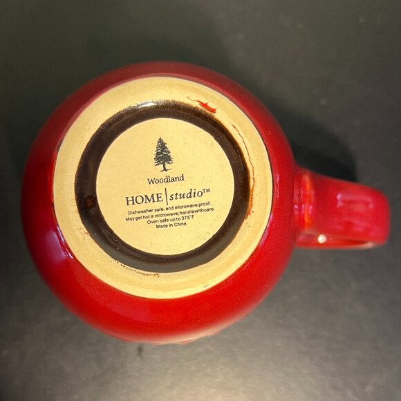 WOODLAND HOME STUDIO Russet Red Glazed Mug w/ Inlaid Brown Bears & Trees - Picture 8 of 9